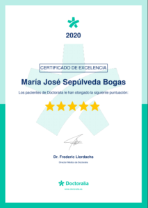 María José Sepúlveda Bogas ha sido premiada con el Certificado por Excelencia en Doctoralia 2020